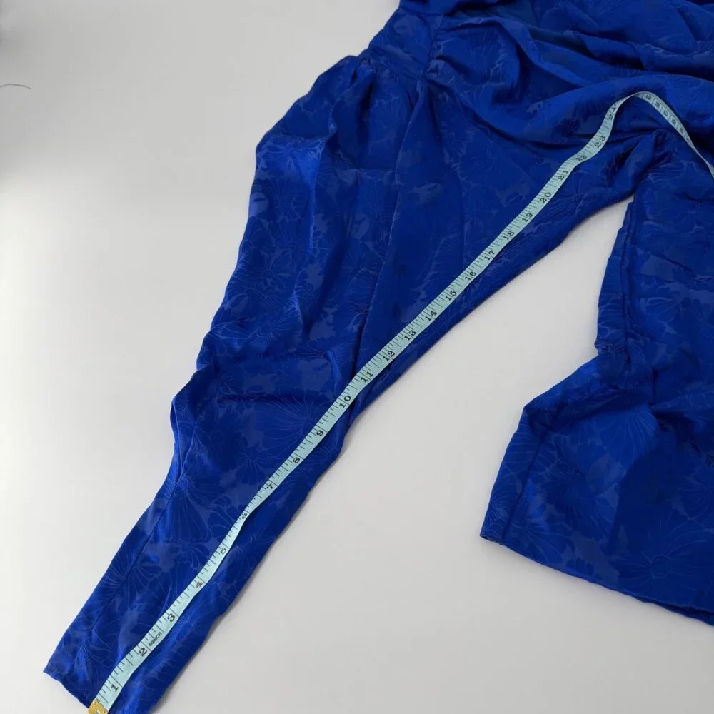 Ronny Kobo Virgo ruched floral satin sheath dress in blue silk blend, M - Picture 9 of 13